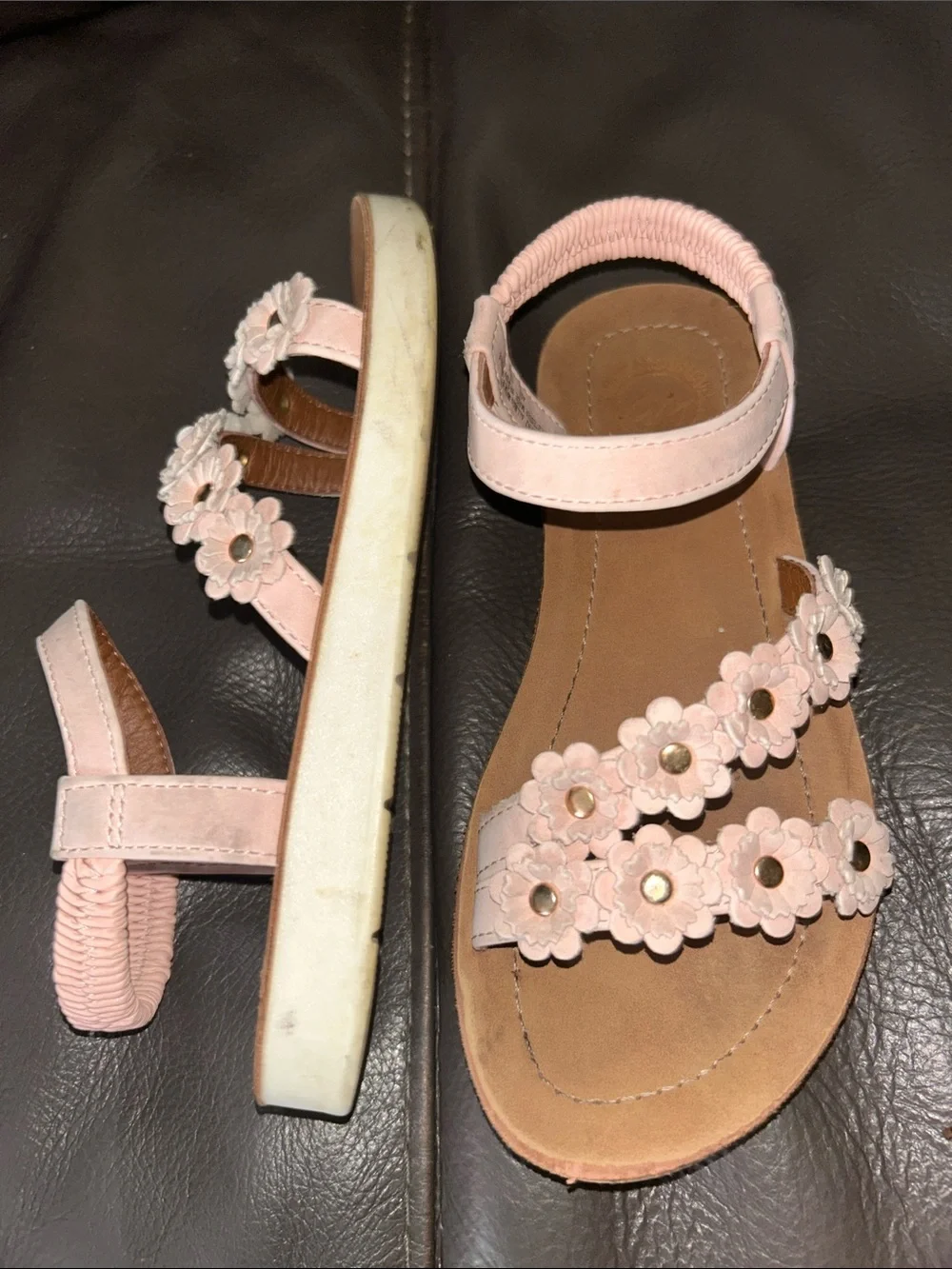 Girls' Pink Floral Strap Sandals